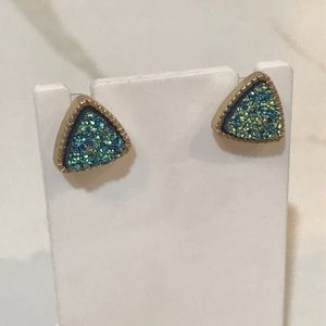 *LAST ONE!* Blue Stud Triangle Sparkle Earrings